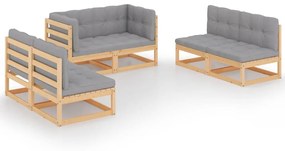 3076459 vidaXL Set mobilier de grădină cu perne, 6 piese, lemn masiv de pin