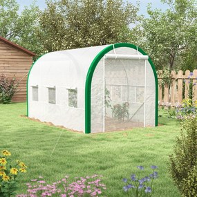 Outsunny Sere tunel, sera, usi cu fermoar, ferestre cu plasa, cadru metalic, 3,5 x 2 x 2m, alb | Aosom Romania