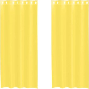 vidaXL Perdele Voile cu Oelii 2 buc Galben