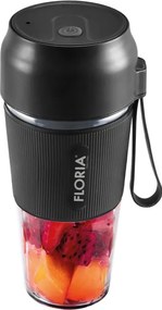 Blender portabil Floria ZLN1719 pentru suc reincarcabil, Capacitate 300 ml, Putere 50W, Lame din otel inoxidabil, Negru