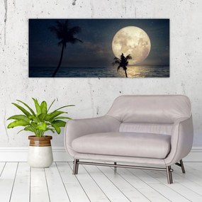 Tablou - Plajă cu lună plină (120x50 cm)