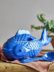 Zaharniță rustică din ceramică albastră, în formă de pește, 35,5x15x15,5 cm, „Hiro"