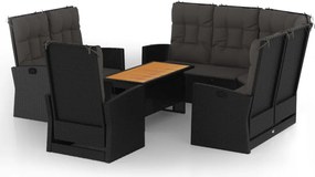 vidaXL Set mobilier relaxare grădină 4 piese cu perne poliratan negru