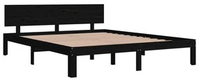 Cadru de pat, negru, 160x200 cm, lemn masiv de pin Negru, 160 x 200 cm