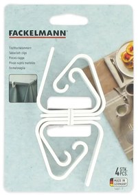 Set 4 cleme pentru fata de masa Fackelmann 14461, 5,5 cm, Alb