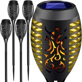 Set de 4 lămpi solare LED cu efect de flacără aprinsă