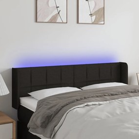 3123236 vidaXL Tăblie de pat cu LED, negru, 147x16x78/88 cm, textil