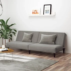 337639 vidaXL Canapea extensibilă cu 2 locuri, gri deschis, catifea