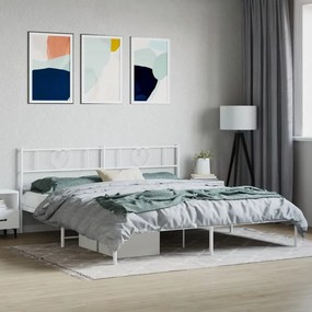 355516 vidaXL Cadru de pat metalic cu tăblie, alb, 180x200 cm