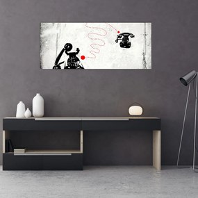 Tablou - Desen de telefon în stilul lui Banksy (120x50 cm)