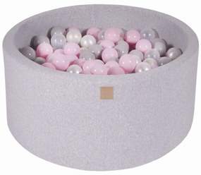 Piscina uscata cu 300 de bile (Roz pastel, Alb perlat, Transparent, Gri) MeowBaby  , 90x40 cm, Gri Deschis