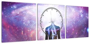 Tablou - Conexiune cu univers (cu ceas) (90x30 cm)