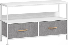 HOMCOM Mobilier TV pentru 47" cu Sertare Pliabile din Material Textil și Raft din Metal și MDF, 98x29x56 cm, Negru | Aosom Romania