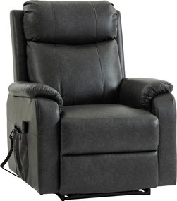 HOMCOM Fotoliu cu ridicare și relaxare pentru seniori, fotoliu electric cu lift din piele ecologică cu dublu motor, perne cu arc, Negru | Aosom Romania