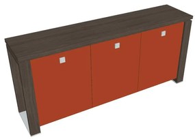Dulap mic Verno+ 200 x 46 x 90 cm, uși de sticlă, stejar antracit / portocaliu