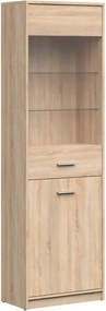 Vitrina NEPO PLUS, stejar sonoma, PAL laminat/sticla, 60x34x197 cm