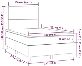 Pat box spring cu saltea, gri inchis, 120x200 cm, catifea Morke gra, 120 x 200 cm, Design simplu