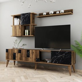 Ansamblu Comoda TV Madrid Walnut-Negru