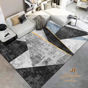 Covor 80x300cm pentru Dormitor si Living  Gri - Negru