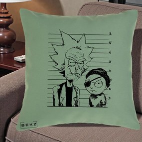 Perna Personalizata Rick si Morty Dosar, 40x40 cm, Verde, Husa Detasabila, Perna Inclusa, BEKZ®