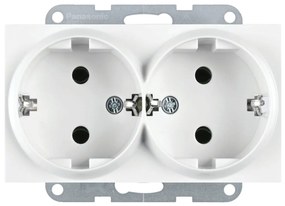 Priza dubla cu impamantare 16A, IP20, Alb, Panasonic Karre Plus 55
