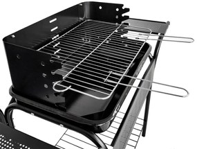 Görgős faszenes kerti grill állítható rácsmagassággal