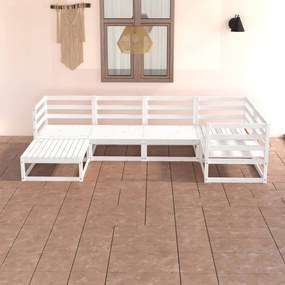 Set mobilier de gradina, 6 piese, alb, lemn masiv de pin