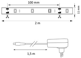 Banda LED RGB MAGIC 2 m, 12W, 230V, reglabilă + telecomandă
