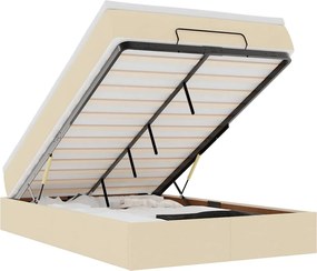 vidaXL Cadru de pat otoman cu saltea cremă 120x190 cm țesătură