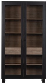 Vitrină neagră din lemn de pin 110x200 cm Goos – WOOOD