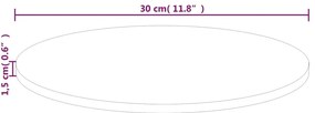 Blat de masa rotund, O30x1,5 cm, lemn masiv stejar netratat 1, Maro, O 30 x 1.5 cm