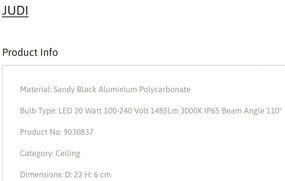 Plafoniera LED pentru iluminat exterior IP65 JUDI D-22cm negru