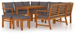 3154977 vidaXL Set mobilier de grădină cu perne, 9 piese, lemn masiv de acacia