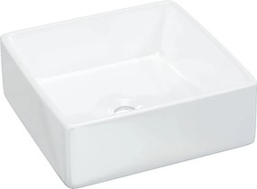 vidaXL Chiuvetă de baie, alb, 37x37x13 cm, ceramică, pătrată