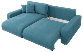 Colțar turcoaz extensibil cu tapițerie din catifea reiată Sara – Ropez