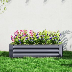 Outsunny Pat înalt din oțel galvanizat, Pat de grădină, Cuva pentru plante, Cuva pentru flori, 120 x 90 x 30 cm, Gri închis | Aosom Romania