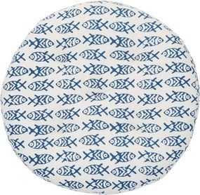 Pernă rotundă pentru scaun din bumbac imprimat cu pești, D45 cm, „Fish Chair Pad"