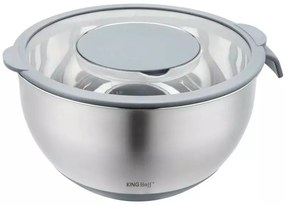 Cupa multifunctionala pentru salata Kinghoff KH 1862, 24 cm, 5 L, 3 razatori, Anti-alunecare, Inox/Gri