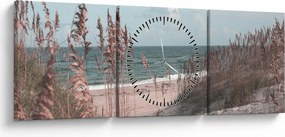 Tablou - Plaja roz (cu ceas) (90x30 cm)