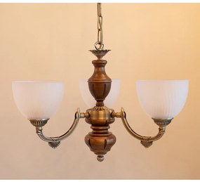 Candelabru 3 brate design italian din alama cu lemn 5640