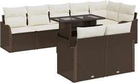 vidaXL Set de lounge cu pernă 9 pcs Maro Rattan poli