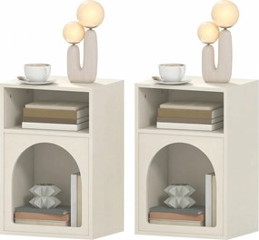 HOMCOM Set de 2 noptiere, noptieră cu compartimente deschise, design arcuit, 40 x 30 x 60 cm, crem | Aosom Romania
