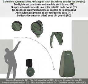 Outsunny Cort de Duș Pop Up Impermeabil cu Intrare cu Fermoar, 100x100x185 cm, Verde | Aosom Romania