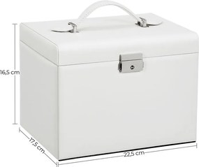Cutie pentru bijuterii cu oglindă KARINA, 22,5x17,5x16,5cm, alb SongmicsHome