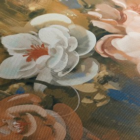 Tablou -Buchet de flori pictat (cu ceas) (90x30 cm)
