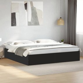 vidaXL Cadru de pat, negru, 200x200 cm, lemn prelucrat
