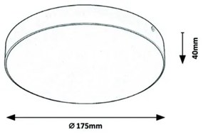 Rabalux - Plafonieră LED, 18W, 230V, 2800–6000 K, IP44, negru
