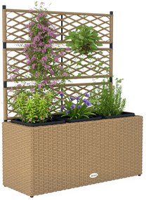 Outsunny Ghiveci pentru plante cu plasă 3 băcăi 33L exterior din rășină împletită 84 x 30 x 107 cm sable negru | Aosom Romania