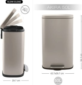 Coș de gunoi taupe cu pedală din oțel 50 l Akira – Spirella