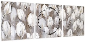 Tablou - Lalele structurate (cu ceas) (90x30 cm)
